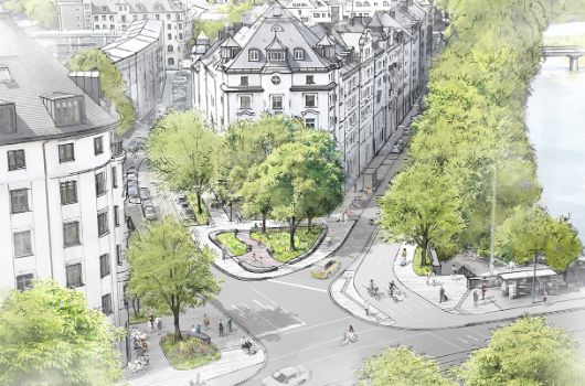Visualisierung Platzgestaltung und Kreuzungsumbau Zeppelinstraße 