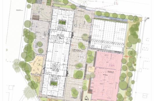 Freiflächenplan mit Grundriss Erdgeschoss