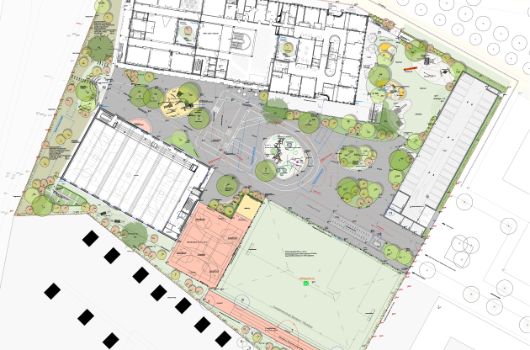 Freiflächenplan mit Grundriss Erdgeschoss