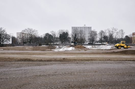 Blick nach Osten von der Baustelle Richtung Eduard-Spranger-Straße