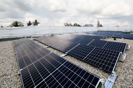 Flachdach 1. Bauabschnitt mit Photovoltaik