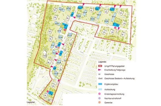 Plan mit ergänzender Bebauung