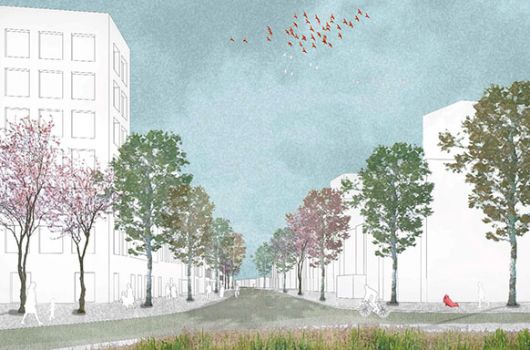 Perspektive Lerchenstraße in die Raheinstraße nach Norden